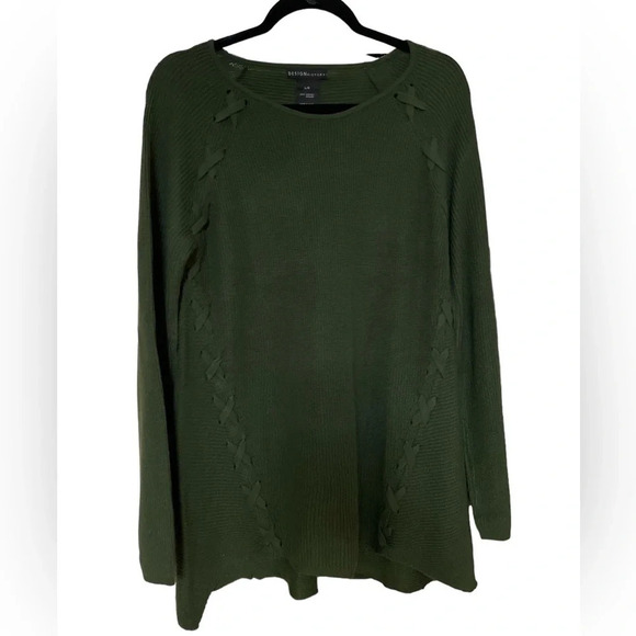 Design History Knit‎ Women Sweater Pullover Long Sleeve Top Hunter Green Size L - Picture 1 of 12